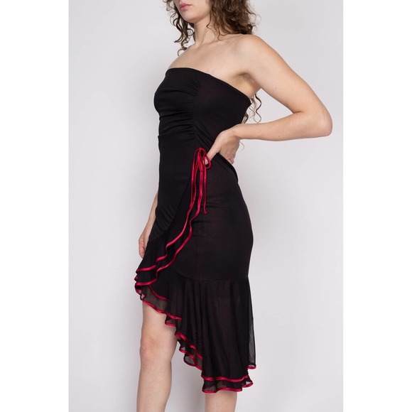 Y2K Gothic Black & Red Metallic Strapless Party Dress - Extra Small | Vintage - Picture 3 of 6